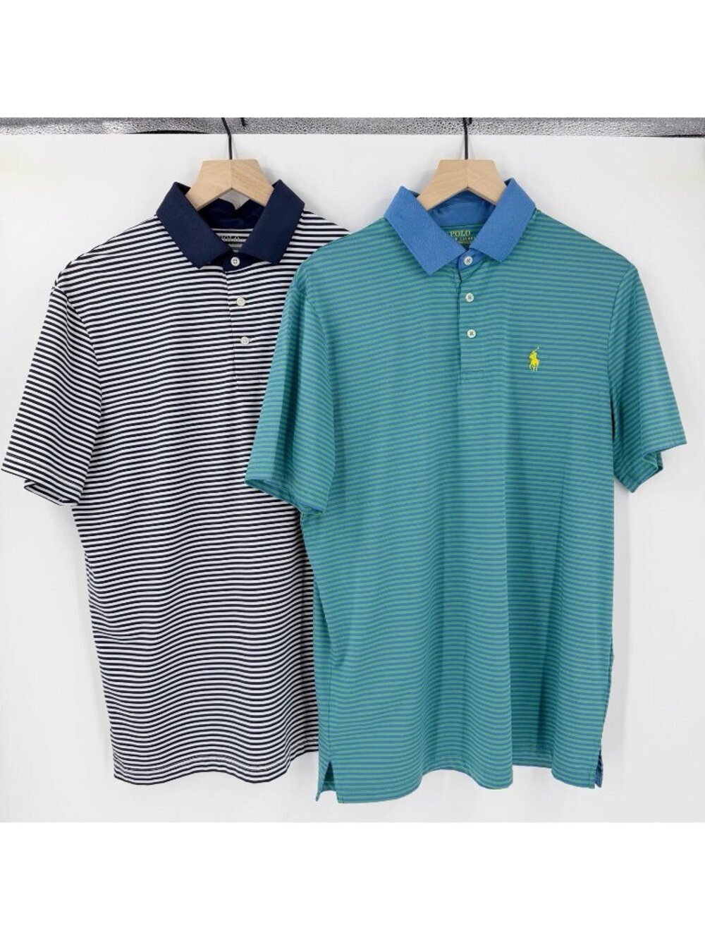 Bundle of 2 Men's Polo Ralph Lauren Striped Performance Polo Shirts Size Medium